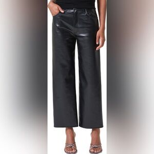 AGOLDE Ren High Waist Ankle Wide Leg Leather Blend Pants